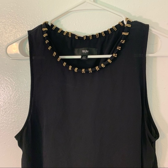 Mossimo Sleeveless Tiered Blouse Black Gold Beaded - Picture 3 of 9